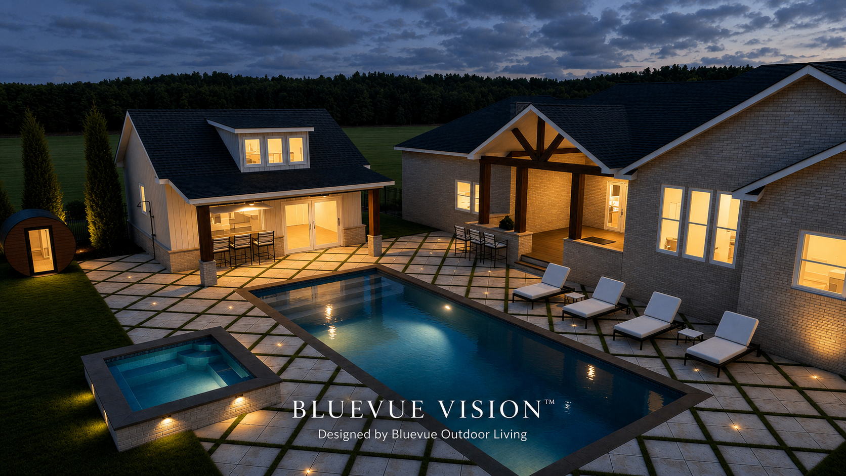 Photorealistic Bluevue Vision rendering of the approved outdoor living concept