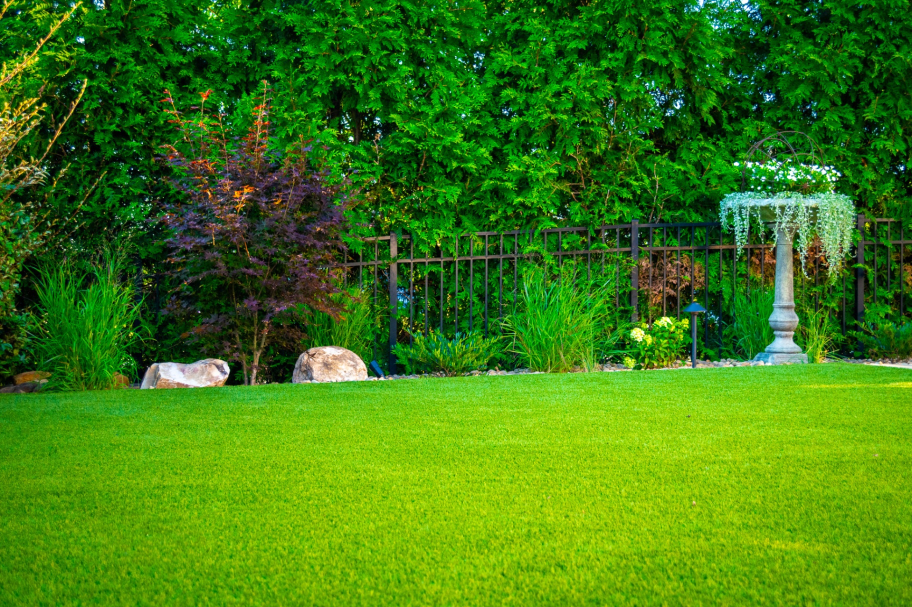 Landscape and garden design surrounding an outdoor living space