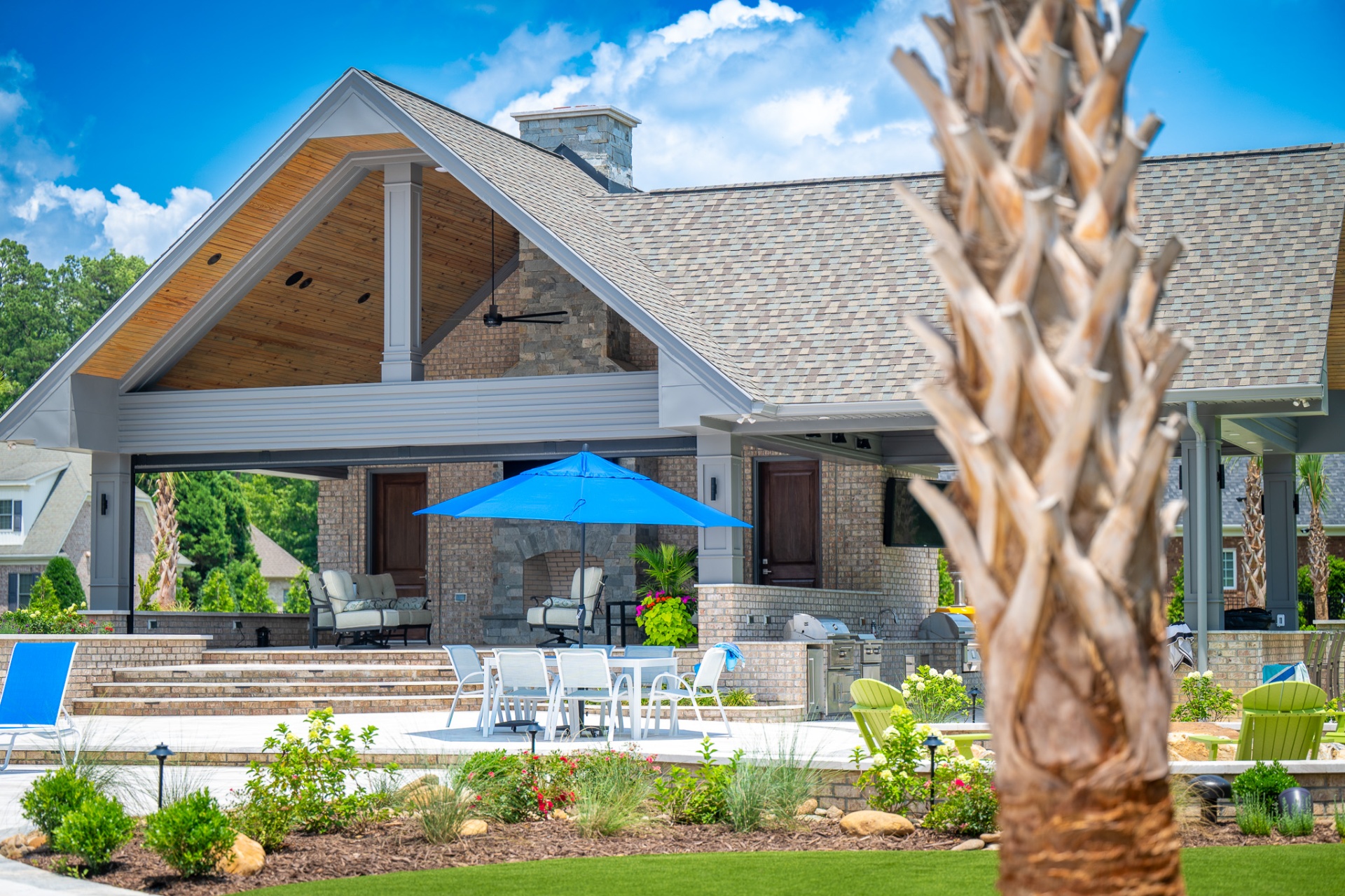 Custom Bluevue cabana with covered outdoor living